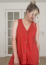 Red Side Panel Short & Vest Set