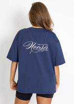 Signature Oversized Tee- Navy