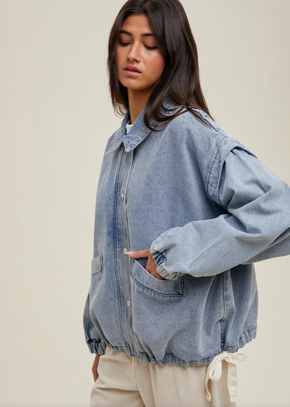 Oversized Denim Bomber Jacket