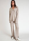 Lily Front Split Pant- Oatmeal